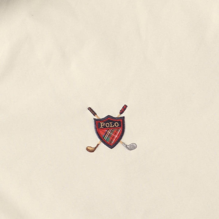 Ralph Lauren POLO GOLF Half-Snap Collared Warm-Up Pullover, Men's XXL equivalent. polyester ivory Vintage Second Hand