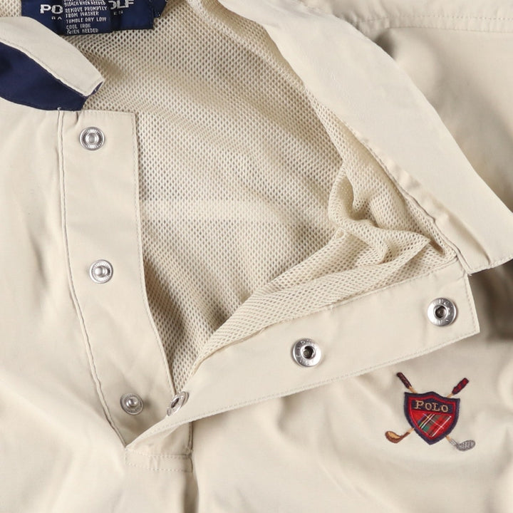 Ralph Lauren POLO GOLF Half-Snap Collared Warm-Up Pullover, Men's XXL equivalent. polyester ivory Vintage Second Hand