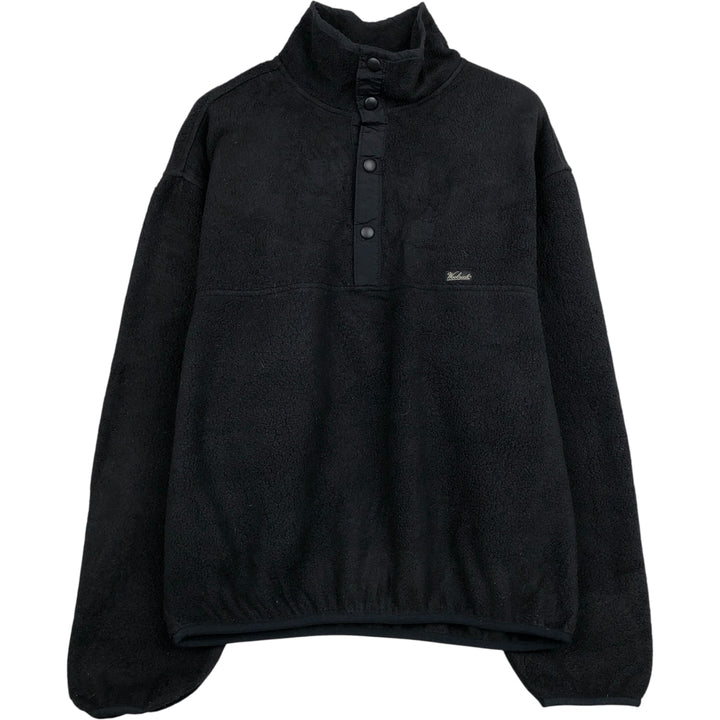 2000'S WOOLRICH Half-Snap Fleece Pullover, Men's Size M polyester black type Vintage Second Hand