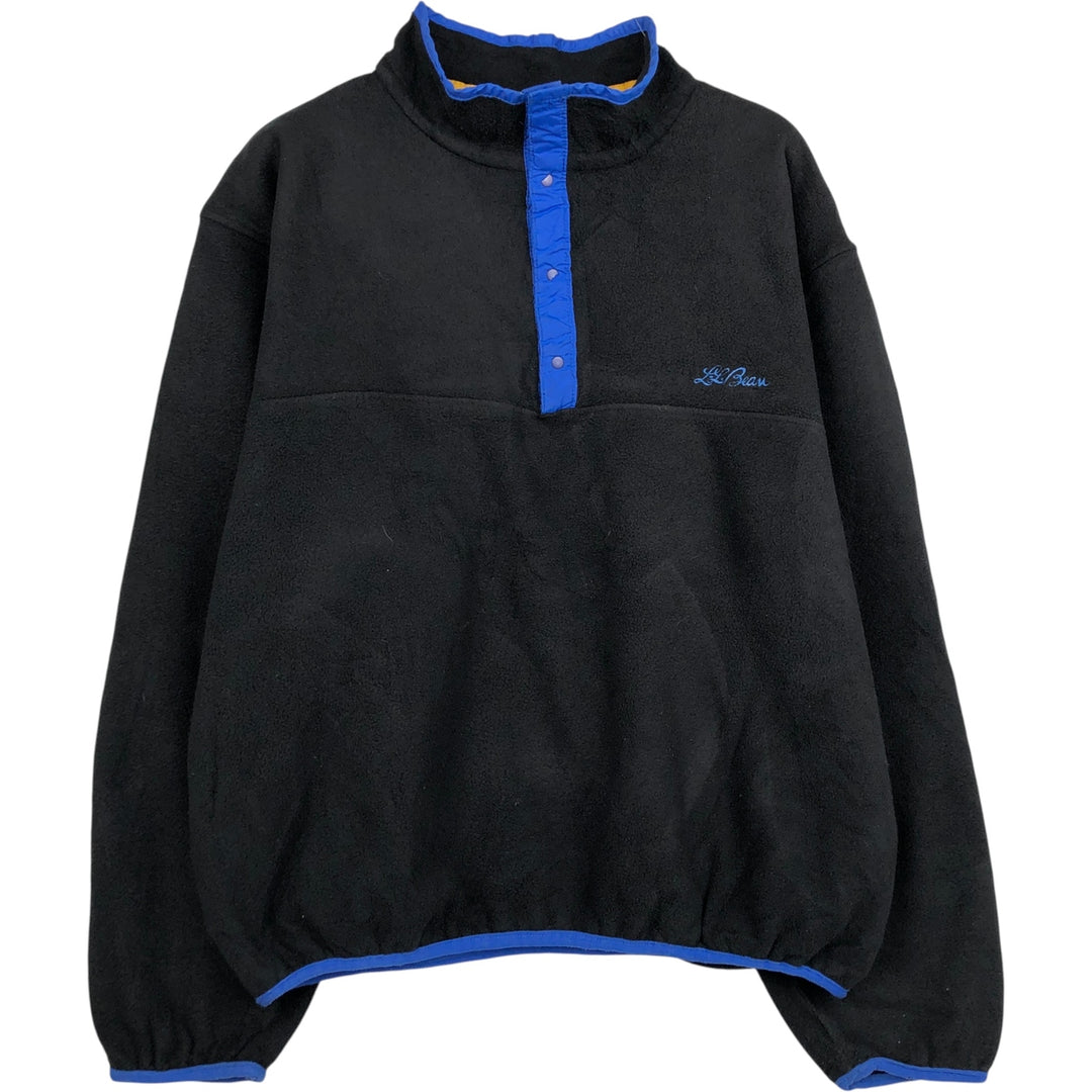 Vintage LLBean Half-Snap Fleece Pullover from the 1980s-1990s, Made in USA, Men's Size Medium polyester black type Vintage Second Hand
