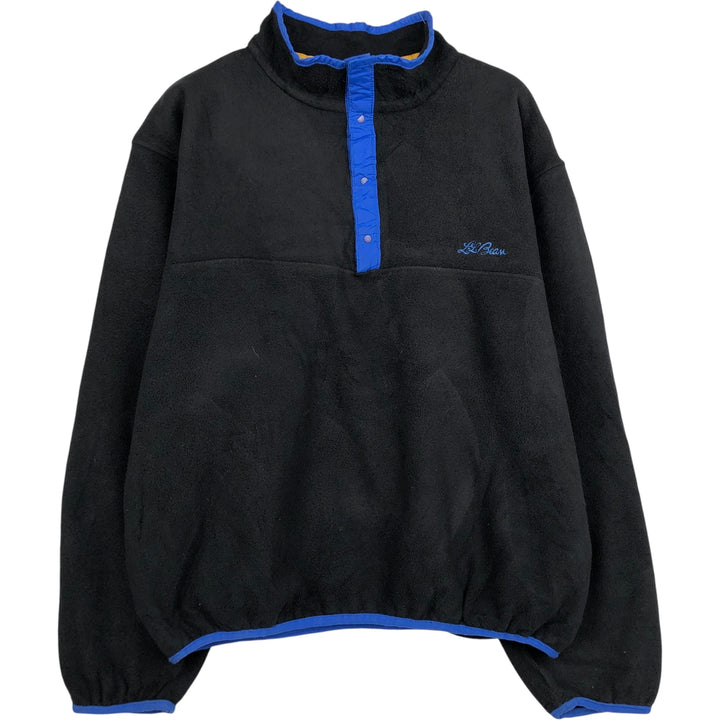 Vintage LLBean Half-Snap Fleece Pullover from the 1980s-1990s, Made in USA, Men's Size Medium polyester black type Vintage Second Hand