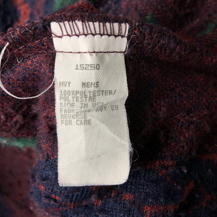 90s-00'S Woolrich all-over print fleece jacket, made in USA, men's size L equivalent. unclear navy blue type Vintage Second Hand