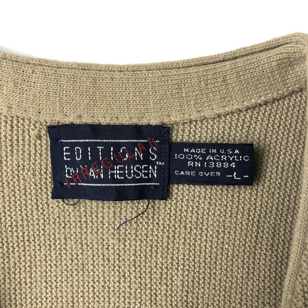 Vintage Van Heusen Editions acrylic knit cardigan, made in the USA, size L, men's. acrylic Beige type Vintage Second Hand