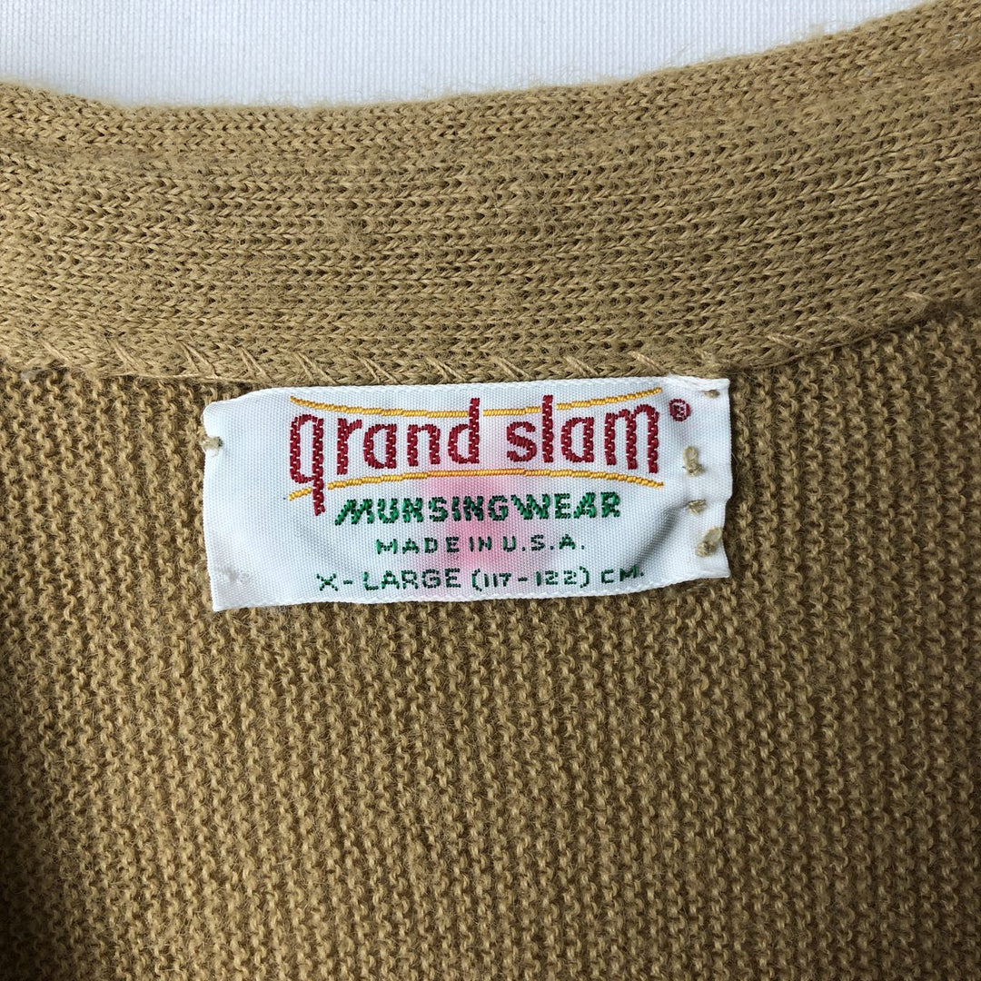 Grand Slam Acrylic Knit Cardigan, Made in USA, Men's XL Oron Acrylic Beige type Vintage Second Hand