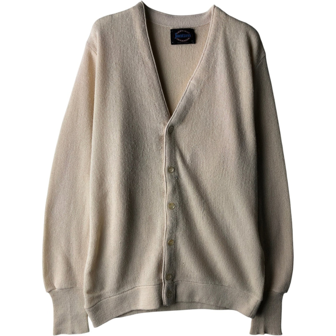 Vintage 80'S Jantzen acrylic knit cardigan, made in the USA, size M for men Oron Acrylic ivory Vintage Second Hand