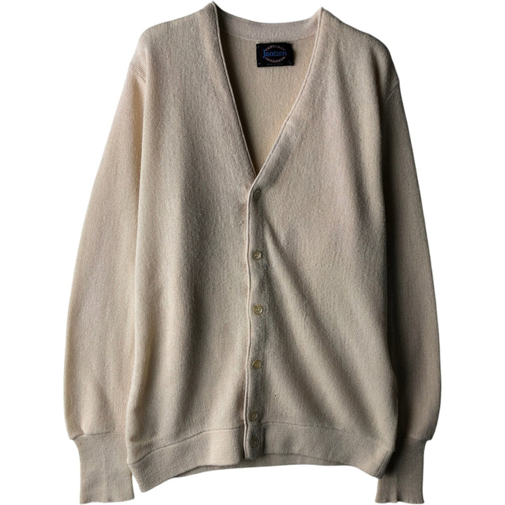 Vintage 80'S Jantzen acrylic knit cardigan, made in the USA, size M for men Oron Acrylic ivory Vintage Second Hand