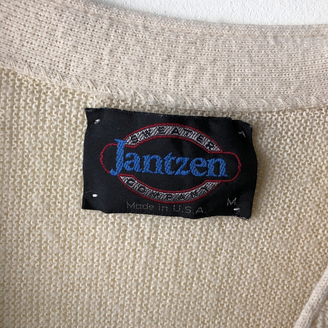 Vintage 80'S Jantzen acrylic knit cardigan, made in the USA, size M for men Oron Acrylic ivory Vintage Second Hand