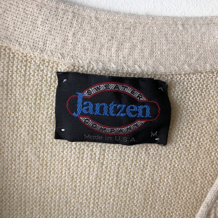 Vintage 80'S Jantzen acrylic knit cardigan, made in the USA, size M for men Oron Acrylic ivory Vintage Second Hand