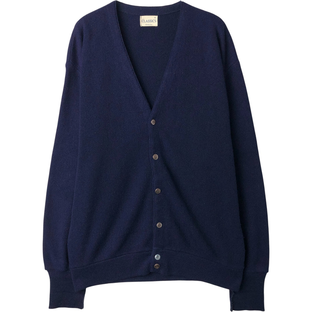 CLASSICS Acrylic Knit Cardigan, Made in USA, Men's XL acrylic navy blue type Vintage Second Hand