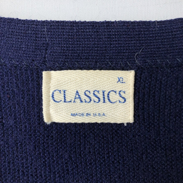CLASSICS Acrylic Knit Cardigan, Made in USA, Men's XL acrylic navy blue type Vintage Second Hand