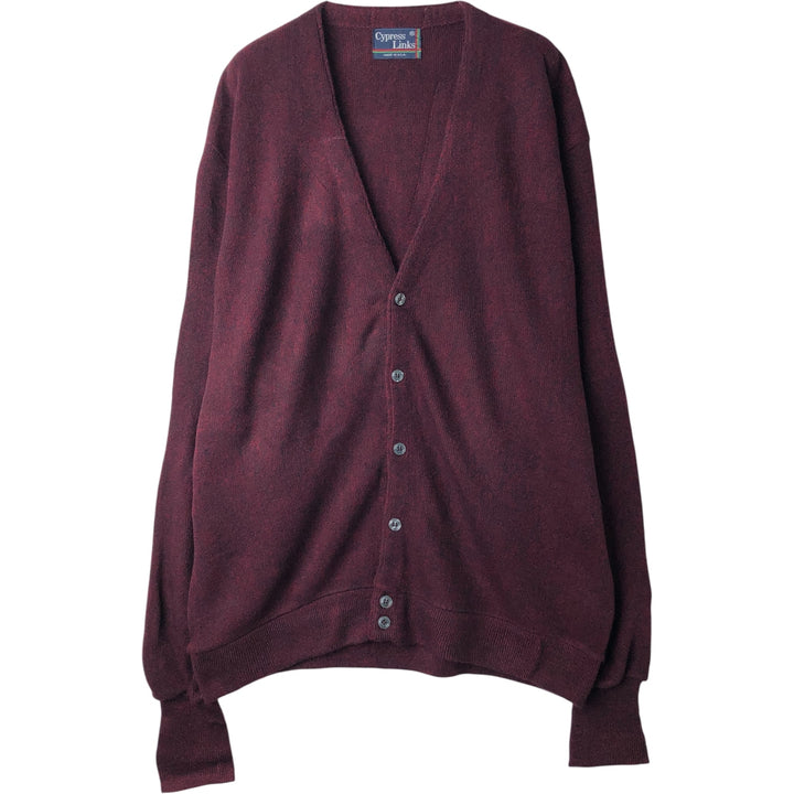 CypressLinks Acrylic Knit Cardigan, Made in USA, Men's XL acrylic burgundy type Vintage Second Hand