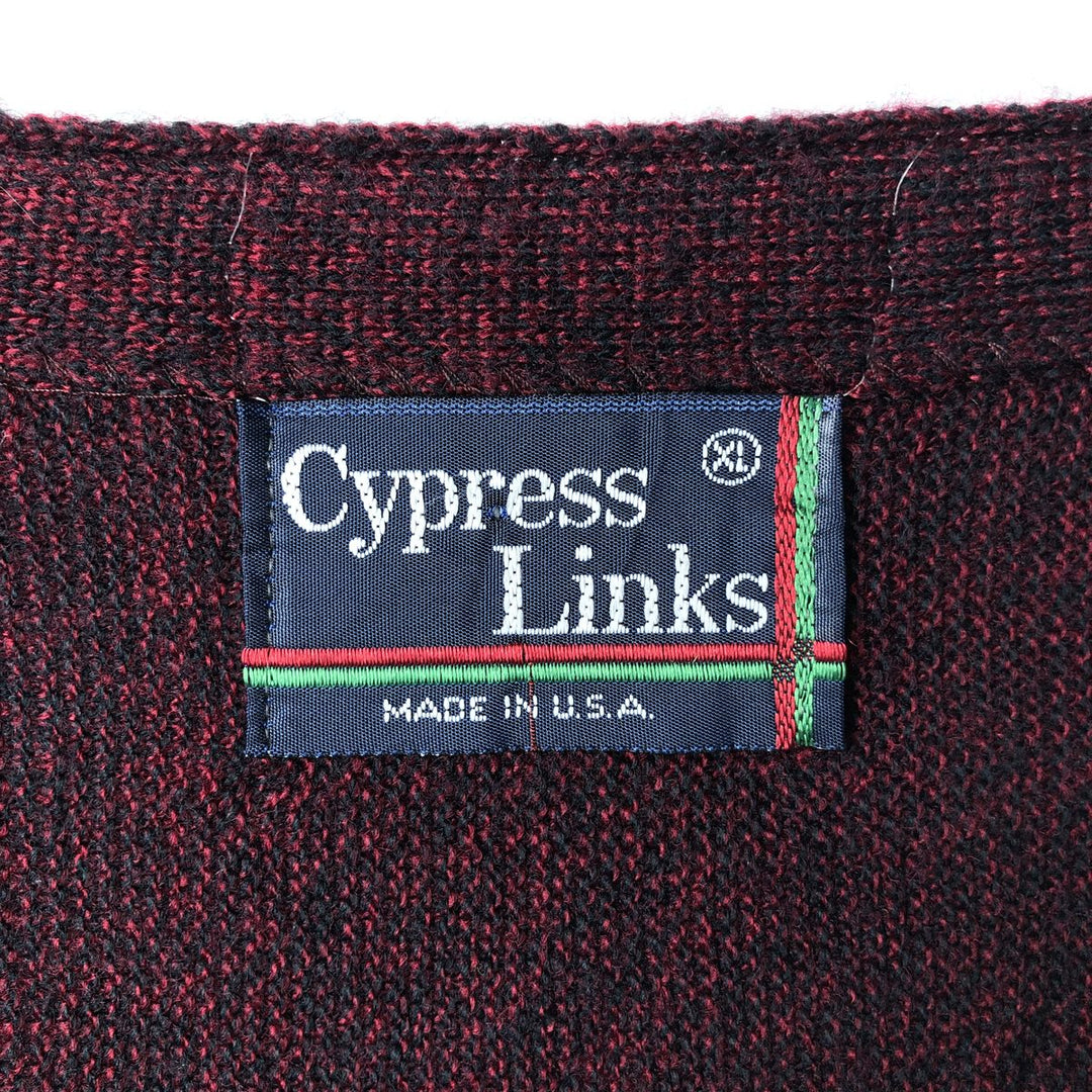 CypressLinks Acrylic Knit Cardigan, Made in USA, Men's XL acrylic burgundy type Vintage Second Hand