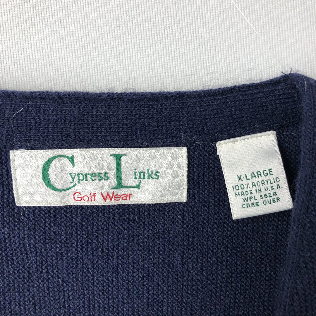 CypressLinks Acrylic Knit Cardigan, Made in USA, Men's XL acrylic navy blue type Vintage Second Hand