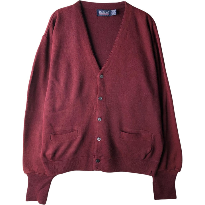 Vintage 1990'S ParFour acrylic knit cardigan, made in the USA, size L, men's acrylic burgundy type Vintage Second Hand