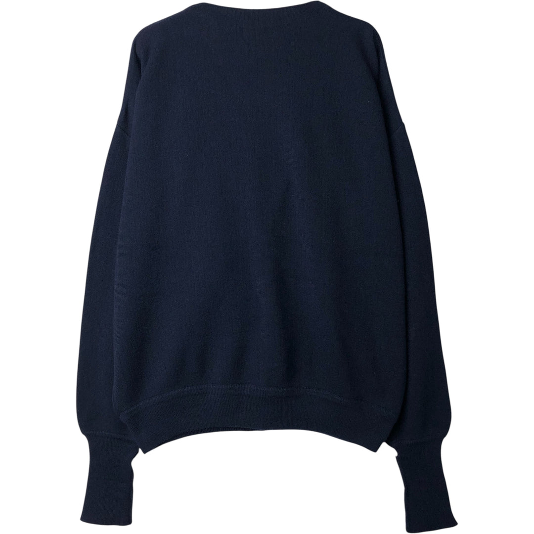 STATUS Wool and Acrylic Knit Cardigan, Made in Italy, Men's XL wool navy blue type Vintage Second Hand