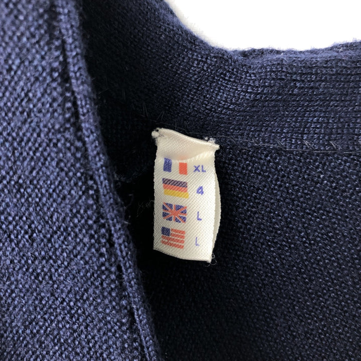 STATUS Wool and Acrylic Knit Cardigan, Made in Italy, Men's XL wool navy blue type Vintage Second Hand