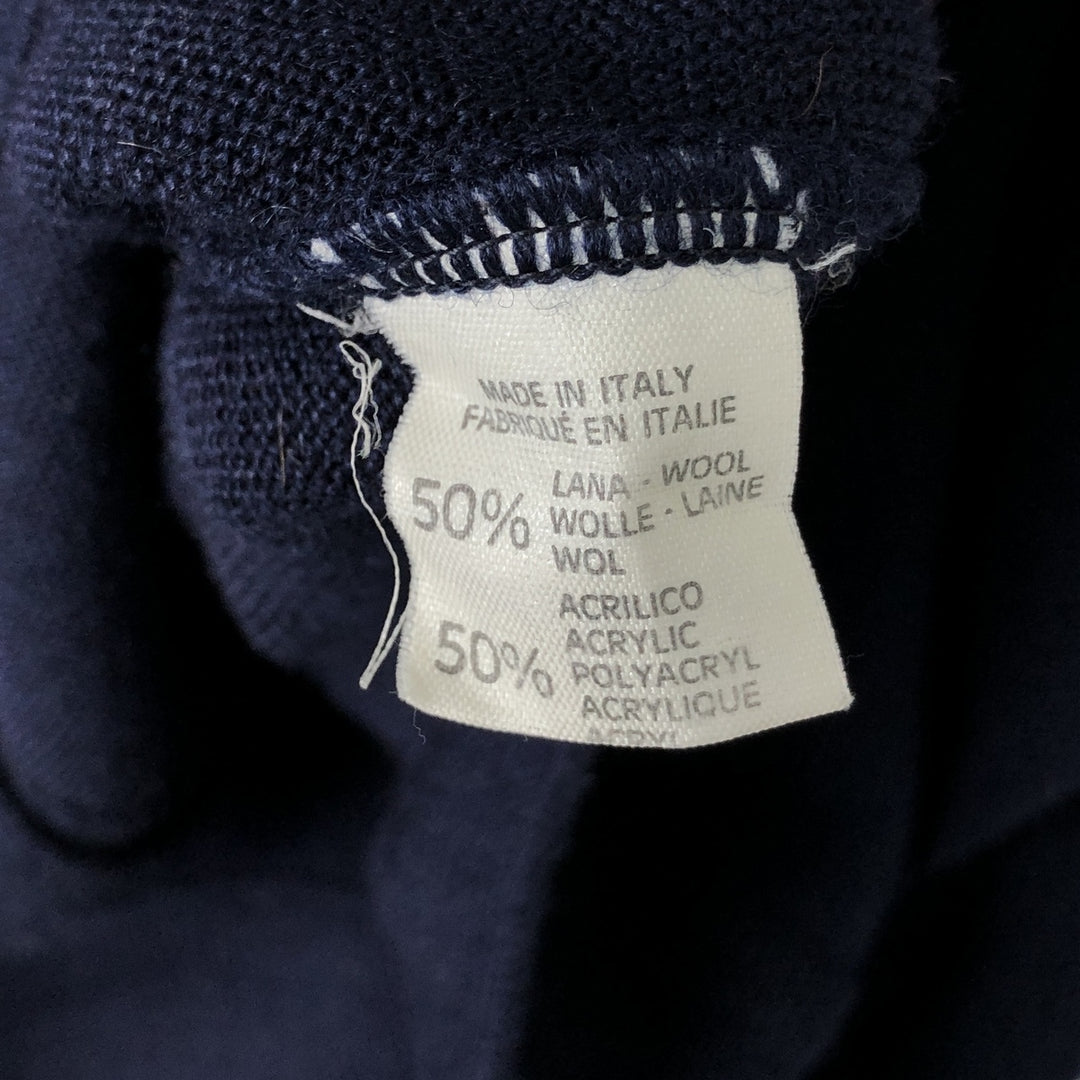 STATUS Wool and Acrylic Knit Cardigan, Made in Italy, Men's XL wool navy blue type Vintage Second Hand