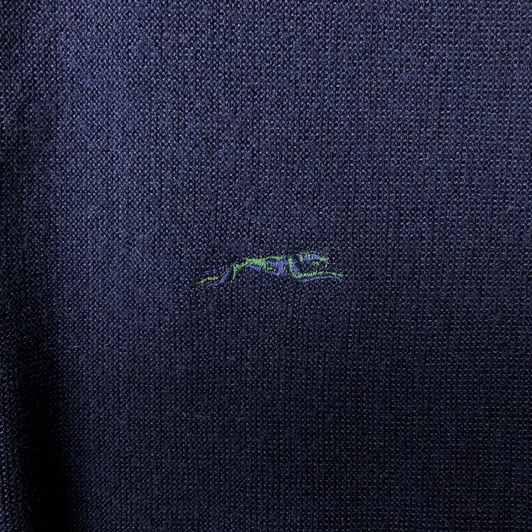 STATUS Wool and Acrylic Knit Cardigan, Made in Italy, Men's XL wool navy blue type Vintage Second Hand