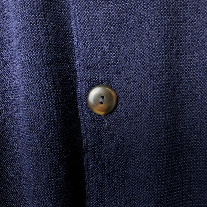 STATUS Wool and Acrylic Knit Cardigan, Made in Italy, Men's XL wool navy blue type Vintage Second Hand