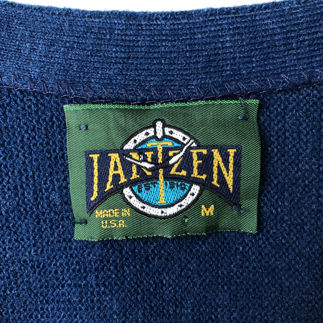 Vintage 90'S Jantzen acrylic knit cardigan, made in the USA, size M, men's acrylic navy blue type Vintage Second Hand
