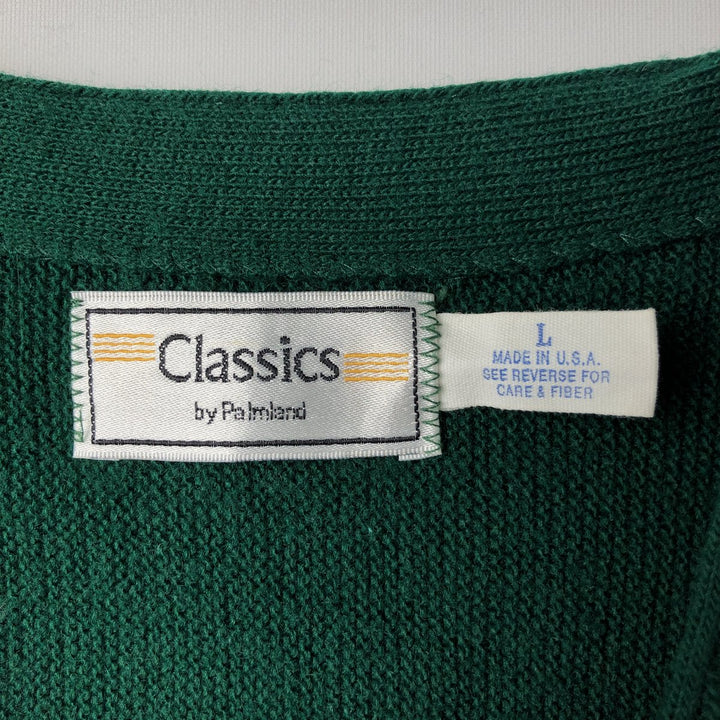 Classics Acrylic Knit Cardigan, Made in USA, Men's Size L acrylic green type Vintage Second Hand