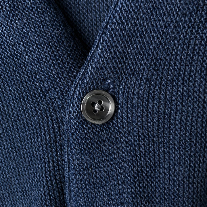 Van Heusen Acrylic Knit Cardigan, Made in USA, Men's XL acrylic navy blue type Vintage Second Hand