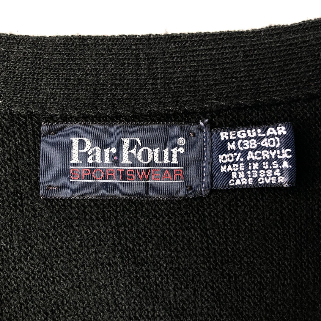 ParFour Acrylic Knit Cardigan, Made in USA, Men's Size M acrylic black type Vintage Second Hand