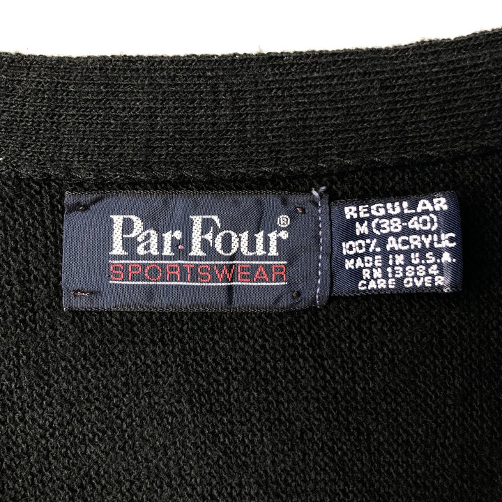 ParFour Acrylic Knit Cardigan, Made in USA, Men's Size M acrylic black type Vintage Second Hand