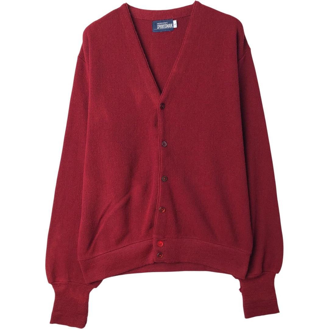 MERVYN'S SPORTSMAN Acrylic Knit Cardigan, Made in USA, Men's Size L Oron Acrylic burgundy type Vintage Second Hand