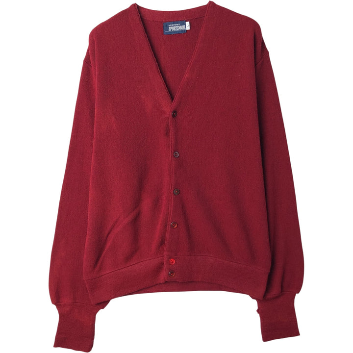 MERVYN'S SPORTSMAN Acrylic Knit Cardigan, Made in USA, Men's Size L Oron Acrylic burgundy type Vintage Second Hand
