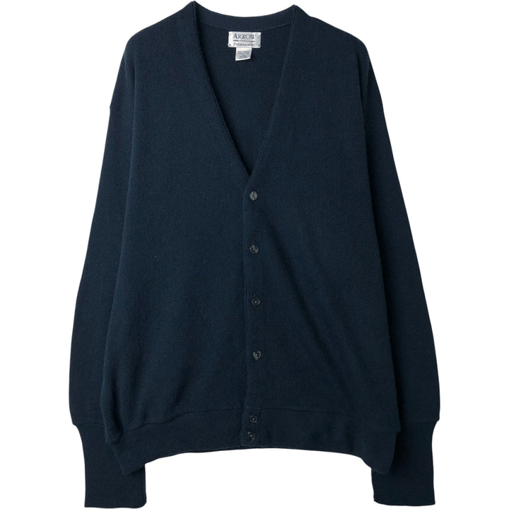 Arrow TOURNAMENT Acrylic Knit Cardigan, Made in USA, Men's XL acrylic navy blue type Vintage Second Hand