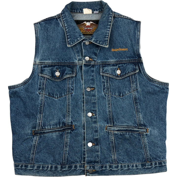 Harley-Davidson denim vest, made in the USA, men's size L cotton blue type Vintage Second Hand