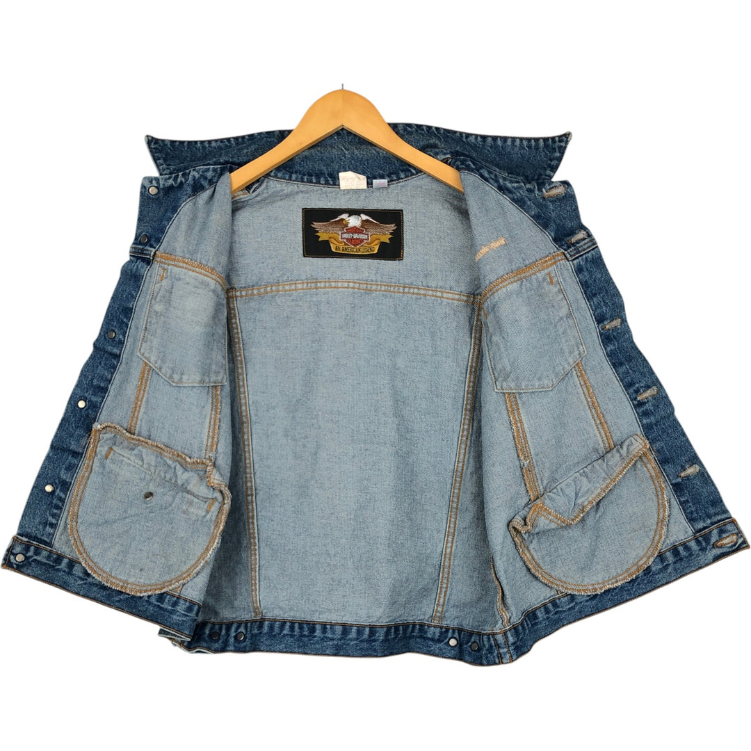 Harley-Davidson denim vest, made in the USA, men's size L cotton blue type Vintage Second Hand