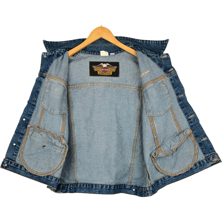 Harley-Davidson denim vest, made in the USA, men's size L cotton blue type Vintage Second Hand