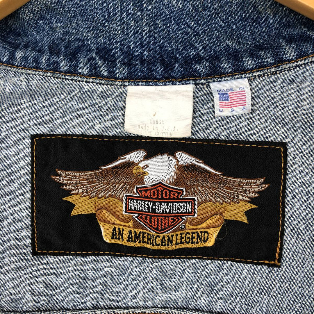Harley-Davidson denim vest, made in the USA, men's size L cotton blue type Vintage Second Hand
