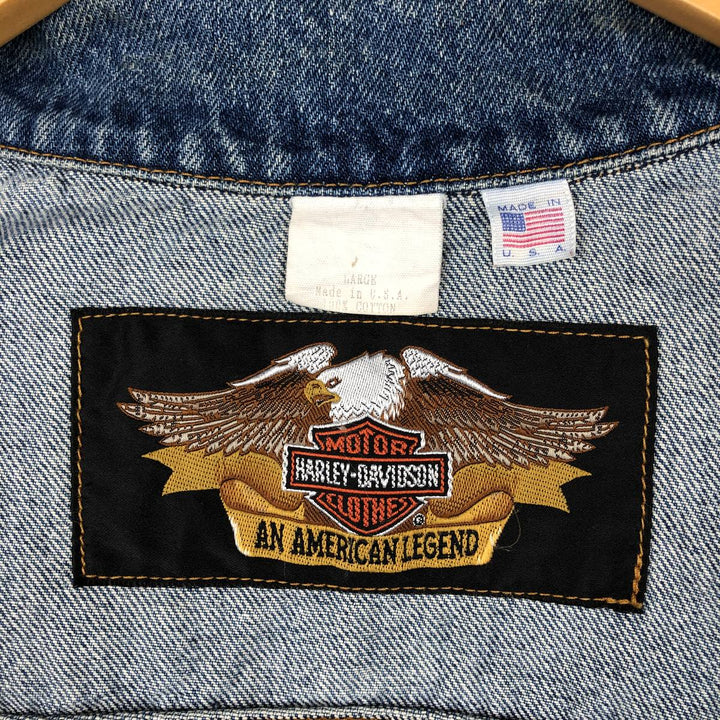 Harley-Davidson denim vest, made in the USA, men's size L cotton blue type Vintage Second Hand