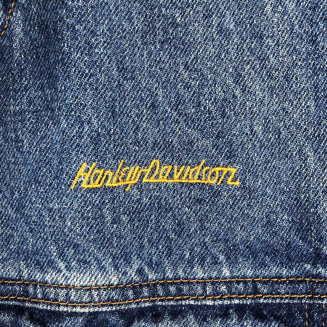 Harley-Davidson denim vest, made in the USA, men's size L cotton blue type Vintage Second Hand