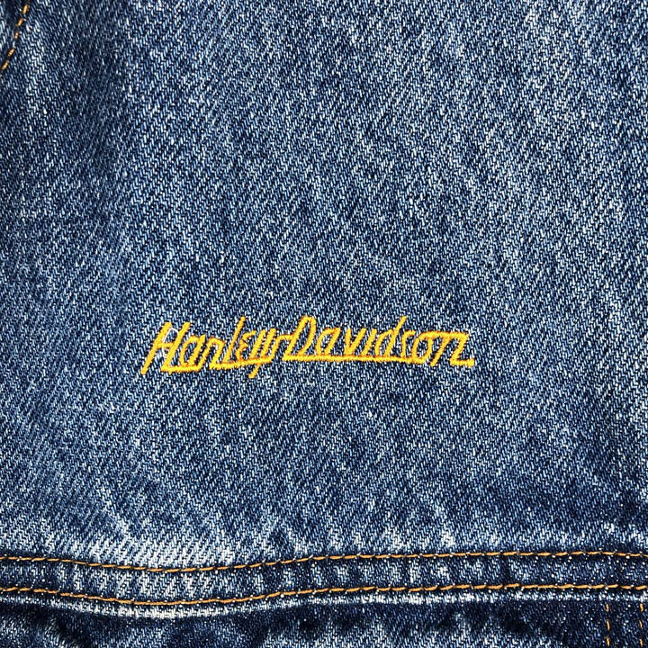 Harley-Davidson denim vest, made in the USA, men's size L cotton blue type Vintage Second Hand