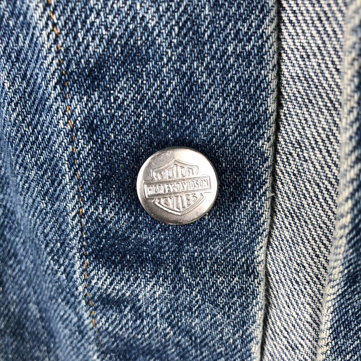 Harley-Davidson denim vest, made in the USA, men's size L cotton blue type Vintage Second Hand