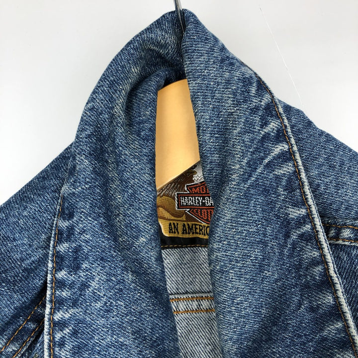 Harley-Davidson denim vest, made in the USA, men's size L cotton blue type Vintage Second Hand