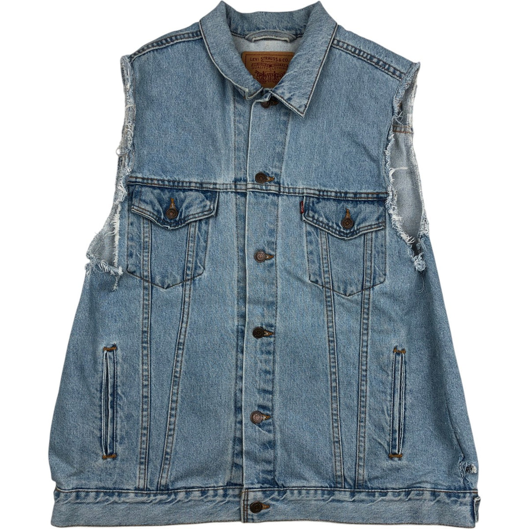 90'S Levi's 70507-0334 Cut-Off Denim Vest, Made in USA, Men's Size XL, Vintage cotton blue type Vintage Second Hand