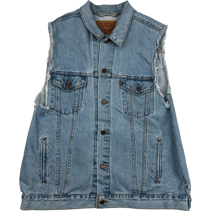 90'S Levi's 70507-0334 Cut-Off Denim Vest, Made in USA, Men's Size XL, Vintage cotton blue type Vintage Second Hand