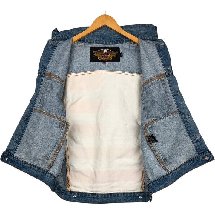 Harley-Davidson Stars and Stripes Cut-Off Denim Vest, Made in USA, Men's Size Small cotton blue type Vintage Second Hand
