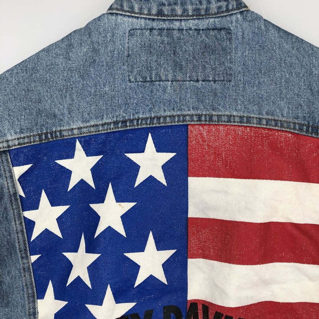 Harley-Davidson Stars and Stripes Cut-Off Denim Vest, Made in USA, Men's Size Small cotton blue type Vintage Second Hand