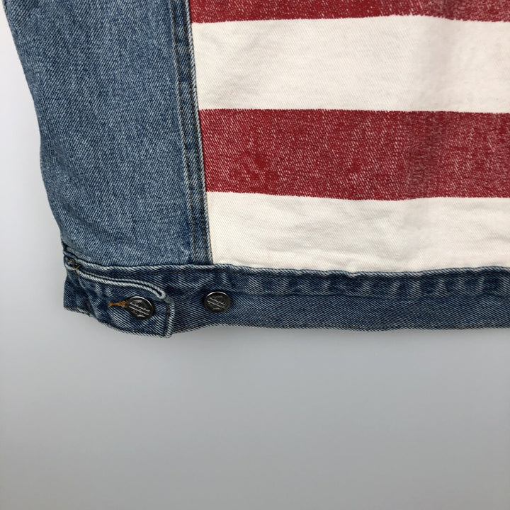 Harley-Davidson Stars and Stripes Cut-Off Denim Vest, Made in USA, Men's Size Small cotton blue type Vintage Second Hand