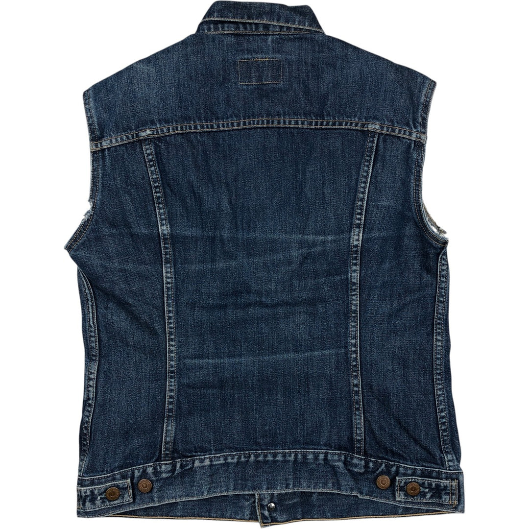2000'S Levi's 70590-0402 European Model Cut-Off Denim Vest, Men's Size L cotton navy blue type Vintage Second Hand