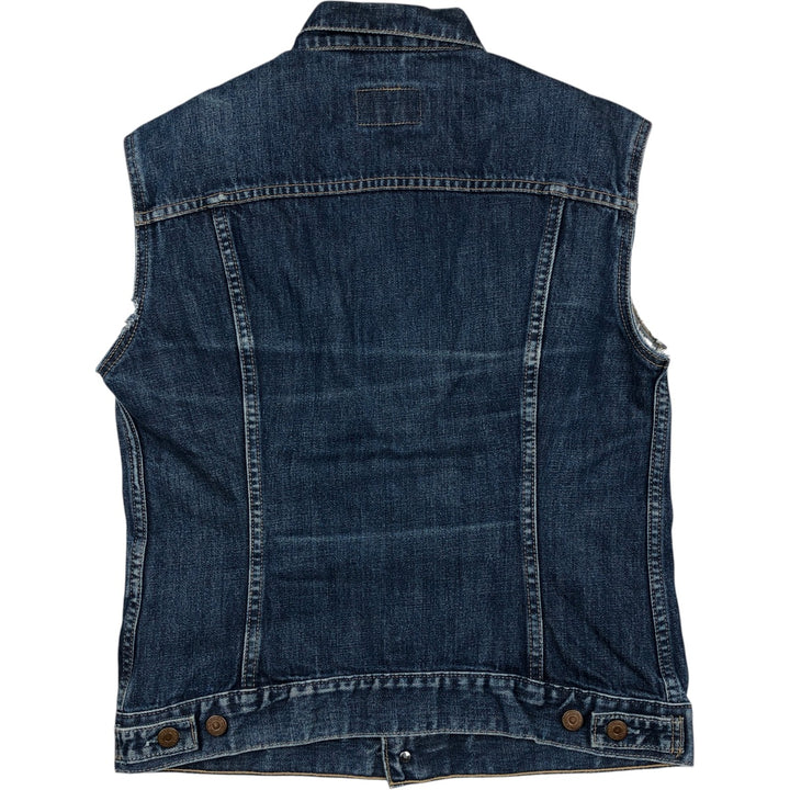 2000'S Levi's 70590-0402 European Model Cut-Off Denim Vest, Men's Size L cotton navy blue type Vintage Second Hand