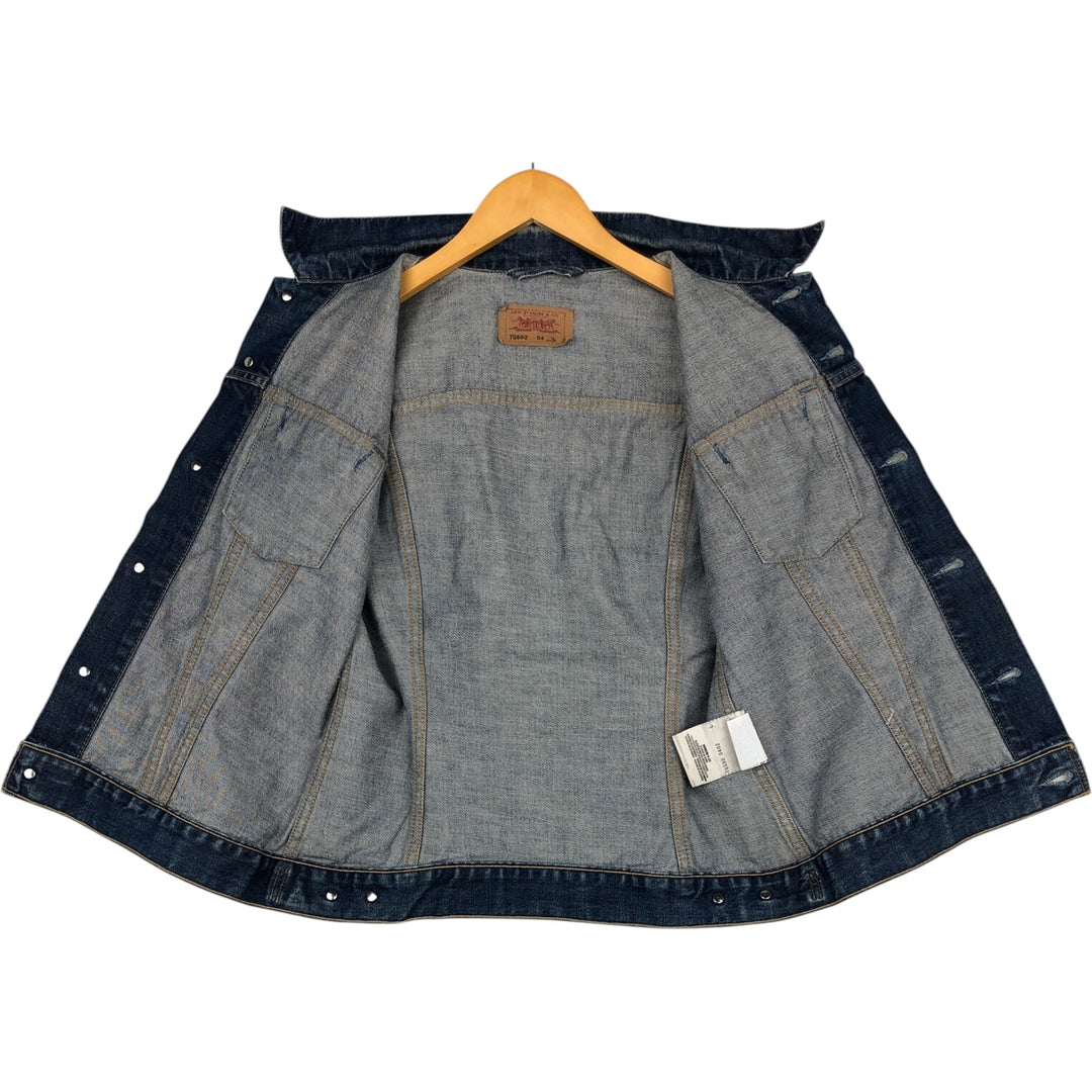 2000'S Levi's 70590-0402 European Model Cut-Off Denim Vest, Men's Size L cotton navy blue type Vintage Second Hand