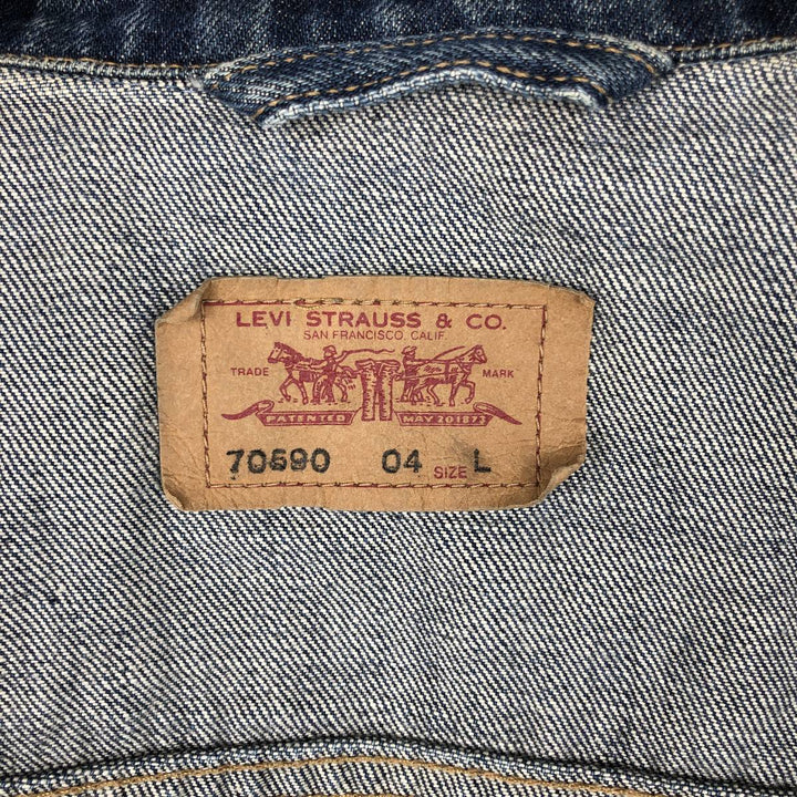 2000'S Levi's 70590-0402 European Model Cut-Off Denim Vest, Men's Size L cotton navy blue type Vintage Second Hand