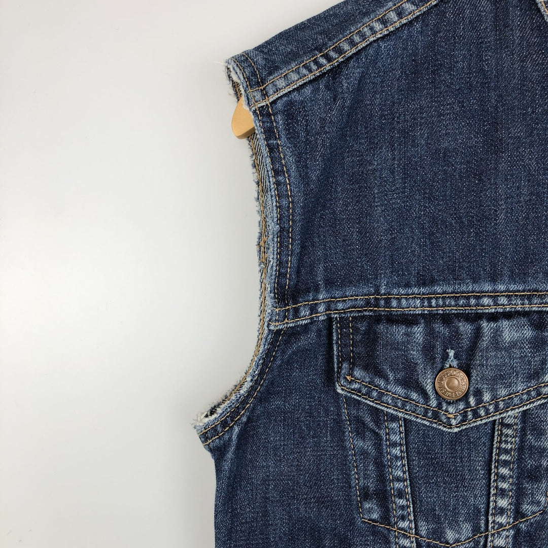 2000'S Levi's 70590-0402 European Model Cut-Off Denim Vest, Men's Size L cotton navy blue type Vintage Second Hand